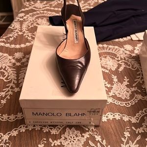 Manolo Blahnik Carolyne heel 37 1/2 dark brown